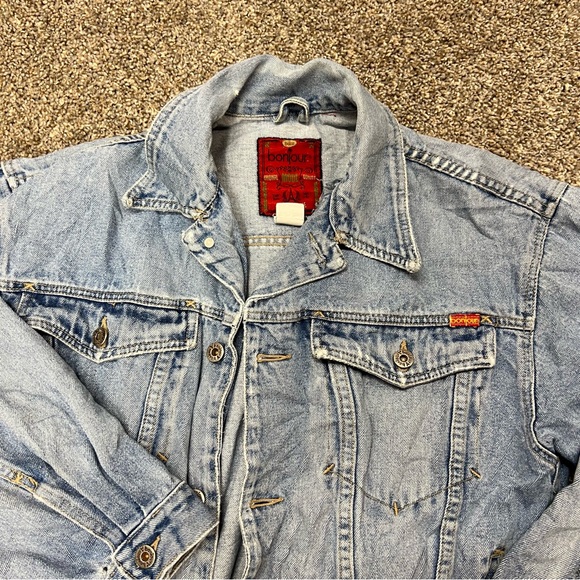 Vintage 80's Bonjour light wash denim jean jacket womens size medium button up - Picture 3 of 14